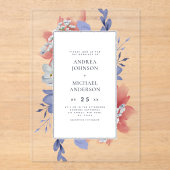 エキゾチック絵を描な手フローラ透結婚明 アクリル招待状 (正面)