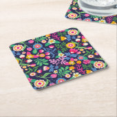 エキゾチック絵を描な手花柄–48330 スクエアペーパーコースター (アングル)