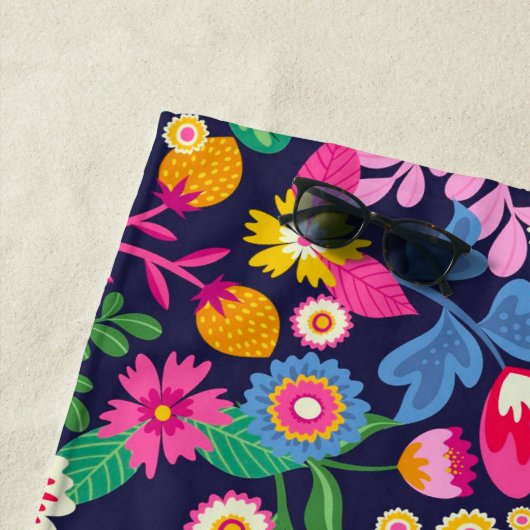 エキゾチック絵を描な手花柄–48330 ビーチタオル (インサイチュ)