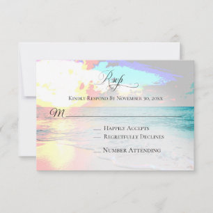 *~*エキゾチック航海の海-ビーチ結婚式RSVP 出欠カード