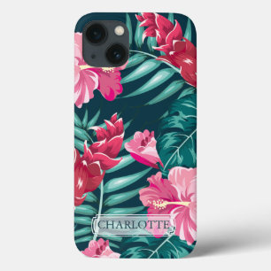 エキゾチック花モノグラムピンク iPhone 13ケース