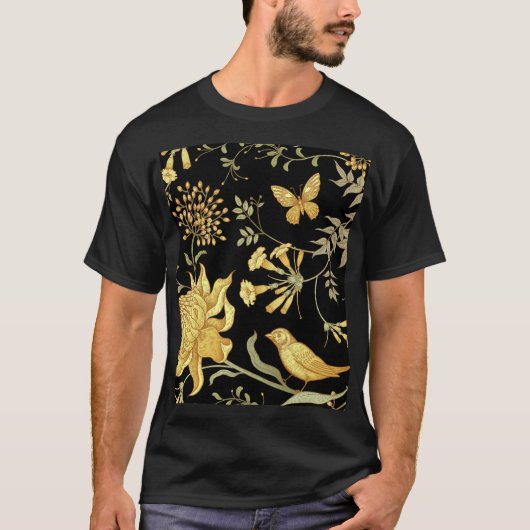 エキゾチック花鳥類ヴィンテージ模様 Tシャツ (正面)