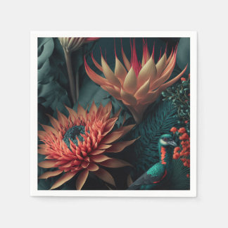 エキゾチック花。 スタンダードカクテルナプキン