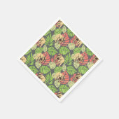 エキゾチック葉なジャングルズとゾウ スタンダードカクテルナプキン (角)