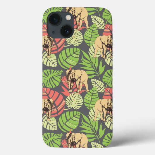 エキゾチック葉なジャングルズとゾウ Case-Mate iPhoneケース (裏面)