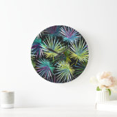 エキゾチック葉なパーム水の色 ラージ壁時計 (ホーム)