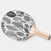 エキゾチック葉なヴィンテージ、フローラ白黒。 卓球ラケット (横)