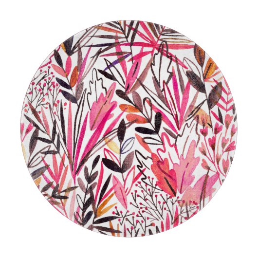 エキゾチック葉な花の雨林のパターン カッティングボード (正面)