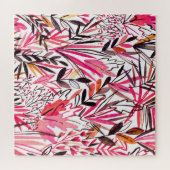 エキゾチック葉な花の雨林のパターン ジグソーパズル (横)