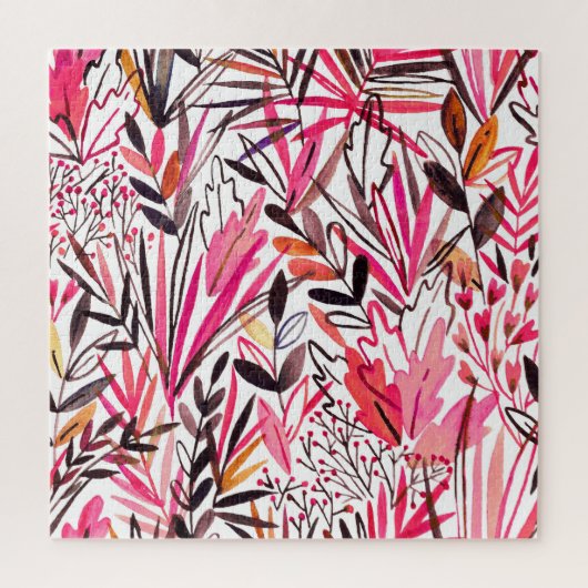 エキゾチック葉な花の雨林のパターン ジグソーパズル (縦)
