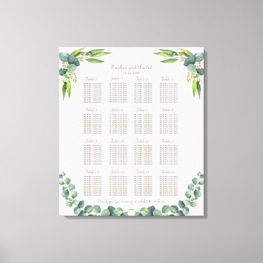 エキゾチック葉ユカリ結婚の座席表 キャンバスプリント (正面)