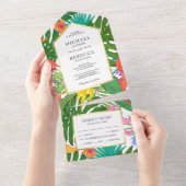 エキゾチック葉熱帯庭園の結婚式 オールインワン招待状 (貼ってはがせる)