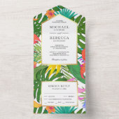 エキゾチック葉熱帯庭園の結婚式 オールインワン招待状 (内側)