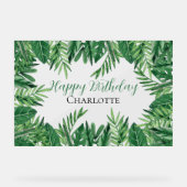 エキゾチック葉熱帯緑の誕生日パーティー アクリルサイン (正面)