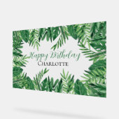 エキゾチック葉熱帯緑の誕生日パーティー アクリルサイン (傾斜)