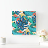 エキゾチック葉熱帯- スクエア壁時計 (ホーム)