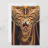 エキゾチック誕生日カラメルチョコレート金ゴールドジュエル 招待状 (正面)