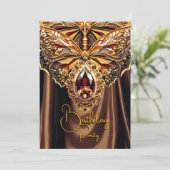 エキゾチック誕生日カラメルチョコレート金ゴールドジュエル 招待状 (スタンド正面)