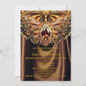 エキゾチック誕生日カラメルチョコレート金ゴールドジュエル 招待状 (裏面)