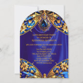 エキゾチック誕生日ブルー金ゴールドジュエルバタフライ 招待状 (裏面)