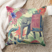 エキゾチック象クジャクかわいらし クッション (ブランケット)