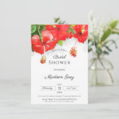 エキゾチック赤ハイビスカスフラワーアートブライダルシャワー 招待状 (スタンド正面)