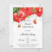 エキゾチック赤ハイビスカスフラワーアートブライダルシャワー 招待状 (正面)