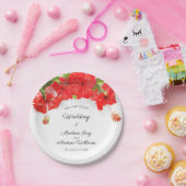 エキゾチック赤ハイビスカスフラワーアート結婚ズ ペーパープレート (パーティー)