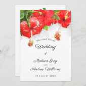 エキゾチック赤ハイビスカスフラワーアート結婚ズ メニュー (正面/裏面)