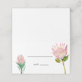 エキゾチック赤面ピンクプロテア結婚フラワー プレイスカード (外部開封)