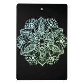 エキゾチック部族の緑のグラデーションの曼荼羅 ミニクリップボード (裏面)