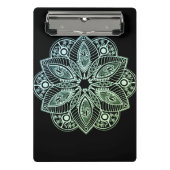 エキゾチック部族の緑のグラデーションの曼荼羅 ミニクリップボード (正面)