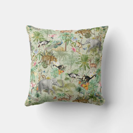 エキゾチック野生動物ジャングルファンタジー装飾用クッション クッション (裏面)