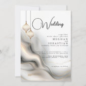 エキゾチック金ゴールド炭アラビアしゃれている語 招待状 (正面)