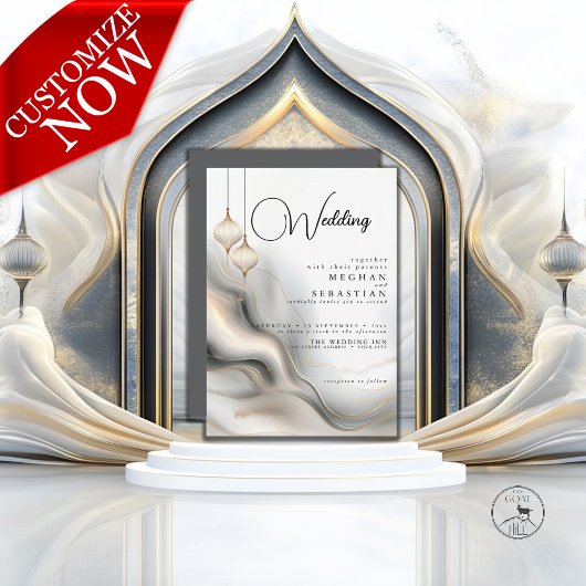 エキゾチック金ゴールド炭アラビアしゃれている語 招待状