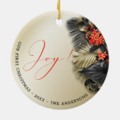 エキゾチック金ゴールド赤い黒檀の平和と喜び熱帯 セラミックオーナメント (裏面)