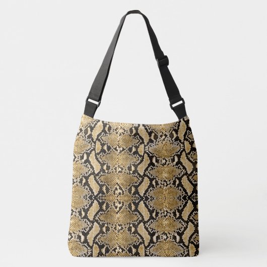 エキゾチック金ゴールドPython Snakeskin クロスボディバッグ (正面)