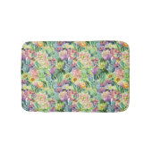 エキゾチック開花水色のサボテン模様 バスマット (正面)