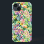 エキゾチック開花水色のサボテン模様 iPhone 13ケース<br><div class="desc">花の模様とエキゾチックな水色の咲くサボテン。 | ©と® Bigstock® - All Rights Reserved.</div>
