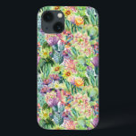 エキゾチック開花水色のサボテン模様 iPhone 13ケース<br><div class="desc">花の模様とエキゾチックな水色の咲くサボテン。 | ©と® Bigstock® - All Rights Reserved.</div>