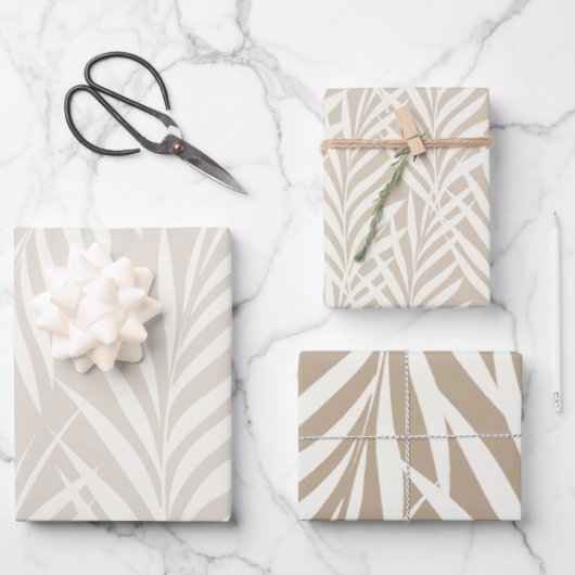 エキゾチック離れパームパステルカプチーノパターン ラッピングペーパーシート (正面)