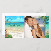 エキゾチック頼なビーチ私はあなたの名前を砂に入れるために サンキューカード (正面/裏面)