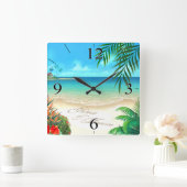 エキゾチック頼なビーチ私は砂にあなたの名前を描画する スクエア壁時計 (ホーム)