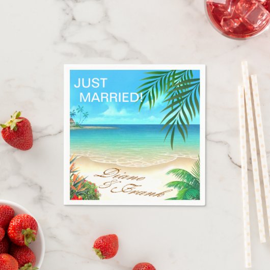 エキゾチック頼なビーチ私は砂にあなたの名前を描画する スタンダードカクテルナプキン (インサイチュ)