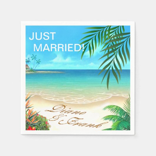 エキゾチック頼なビーチ私は砂にあなたの名前を描画する スタンダードカクテルナプキン (正面)