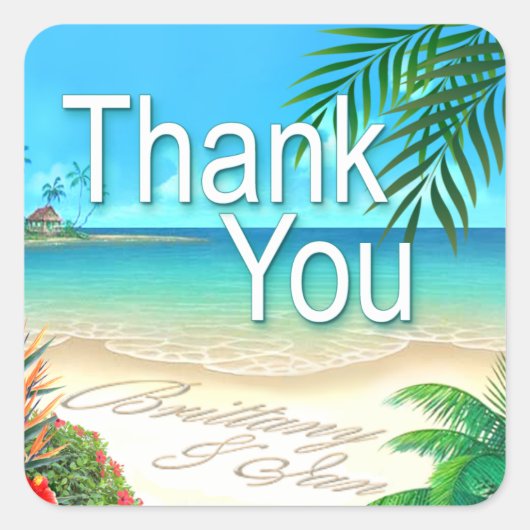 エキゾチック頼なビーチ(私はあなたの名前を砂に入れる) スクエアシール (正面)