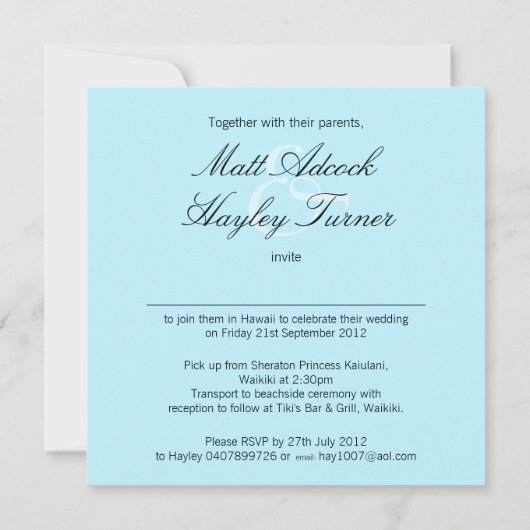 エキゾチック頼なビーチ（私はあなたの名前を砂に入れる） 招待状 (裏面)