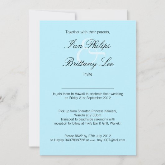 エキゾチック頼なビーチ（私はあなたの名前を砂に入れる） 招待状 (裏面)