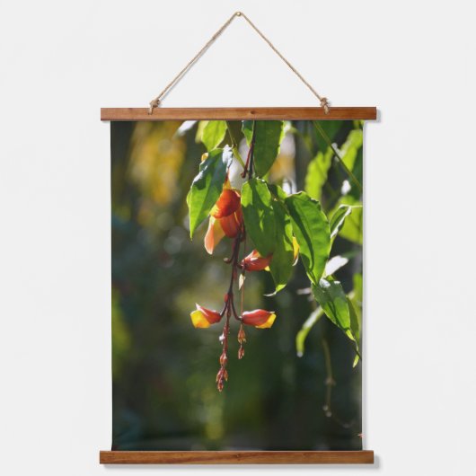 エキゾチック黄赤インディアン時計つる植物植物学 吊り下げ型タペストリー (正面)