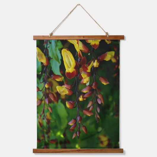 エキゾチック黄赤インディアン時計つる植物植物学 吊り下げ型タペストリー (正面2)